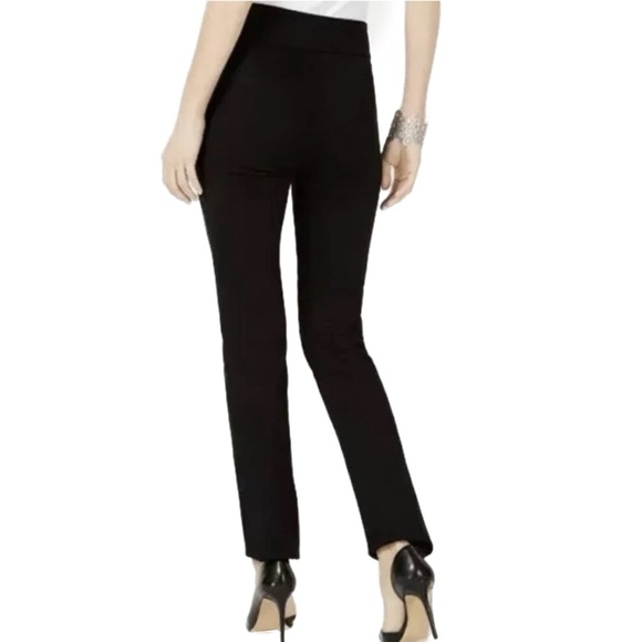 INC International Concepts Black Straight Leg Pants White Contrast Stitch Size 8 - Picture 2 of 10